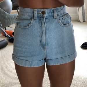 SUPER HIGH WASTED CUFFED DENIM SHORTS